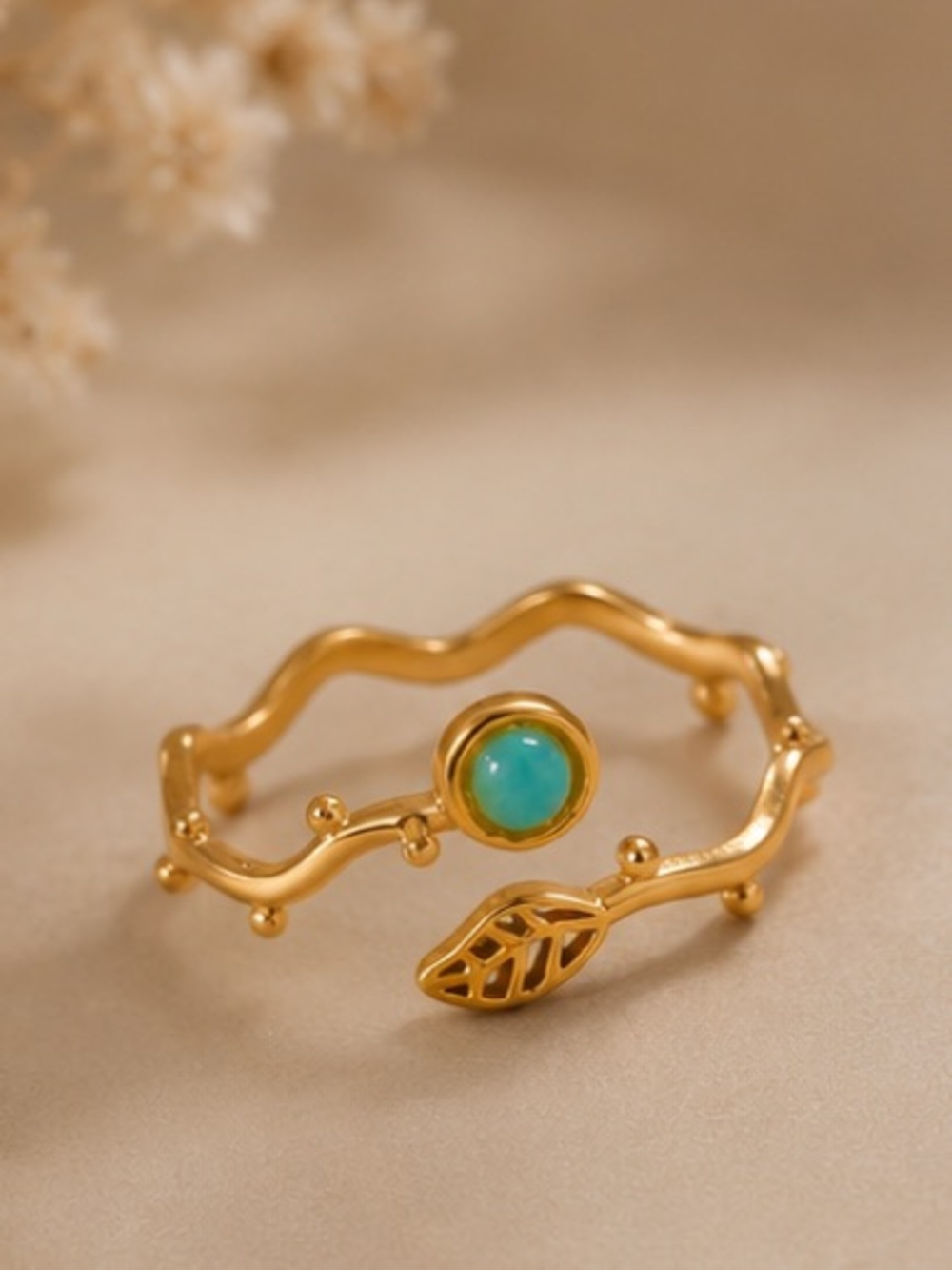 3 for $30 Gold Leaf Jade Stone Ring - Women Jewelry